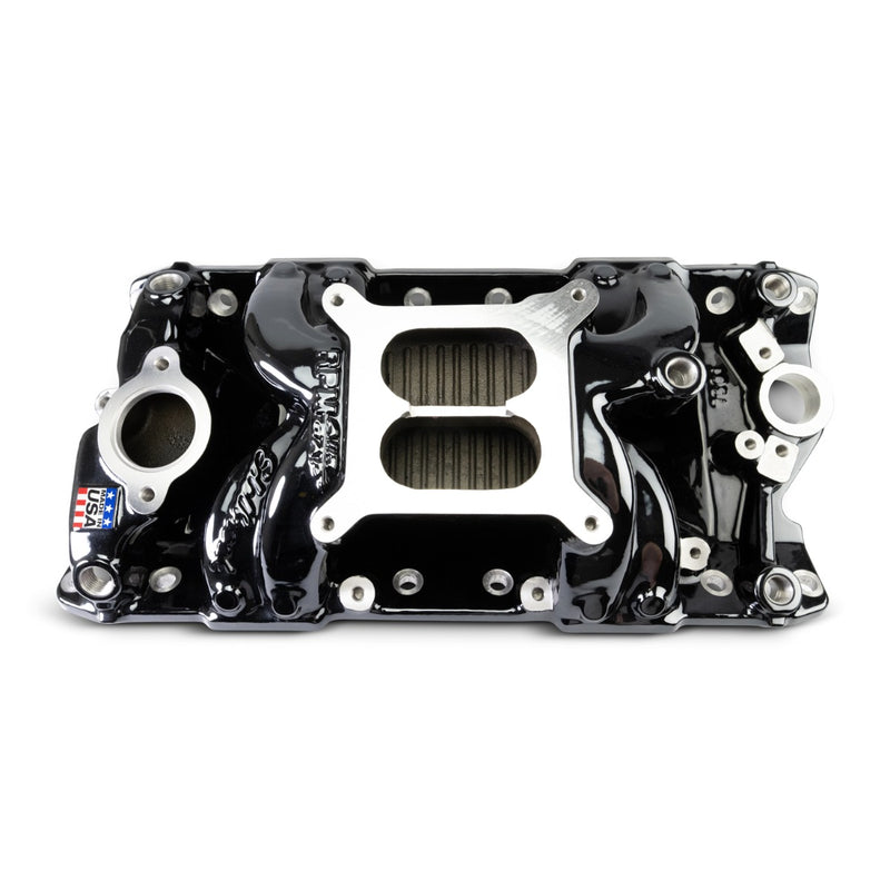 EDELBROCK 7501-BP BLACK PLASMA PERFORMER RPM AIR-GAP INTAKE MANIFOLD EACH SB CHEV