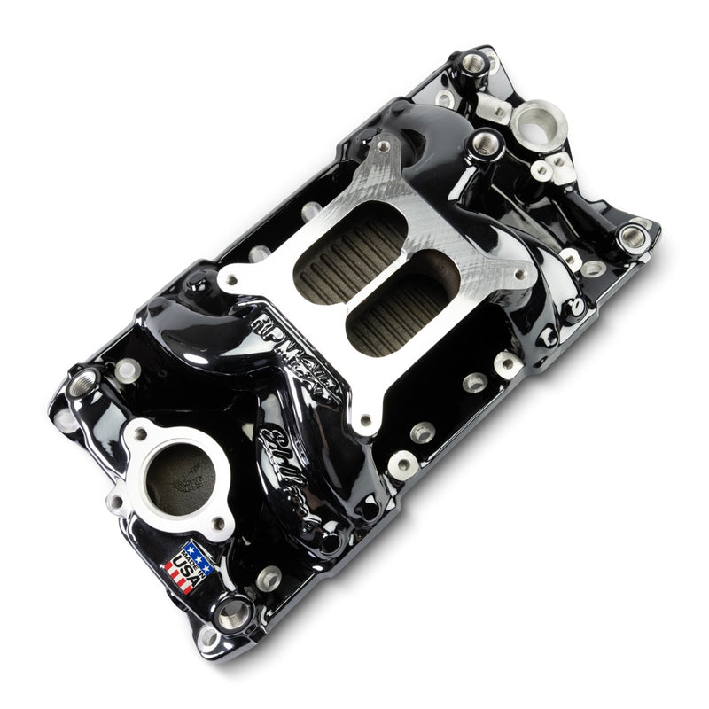 EDELBROCK 7501-BP BLACK PLASMA PERFORMER RPM AIR-GAP INTAKE MANIFOLD EACH SB CHEV