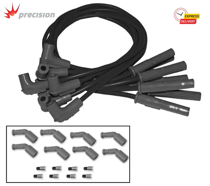 MSD 32073 8.5 SUPER CON S/PLUG LEAD SET BLACK UNIVERSAL LS-SERIES