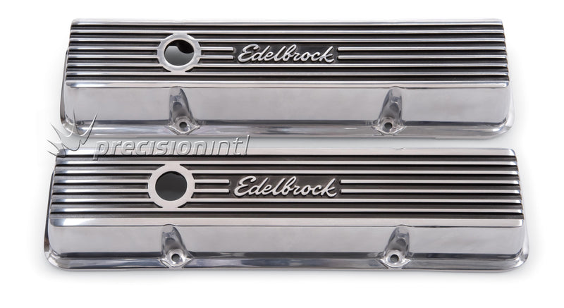 EDELBROCK 4262 ELITE II SERIES VALVE COVERS LOW PROFILE PAIR SBC 262-400 V8