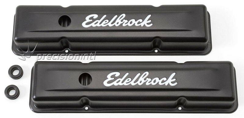 EDELBROCK 4443 SIGNATURE SERIES VALVE COVER PAIR SB CHEV 283-400 V8 BLACK