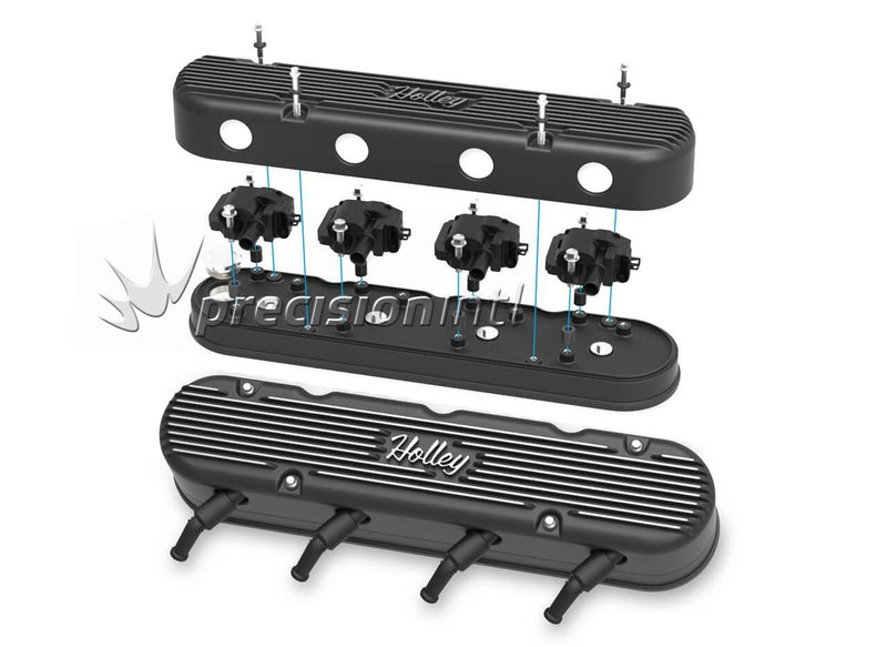 HOLLEY 241-172 2 PIECE CAST ALLOY VALVE COVER SUITS LS BLACK FINISH