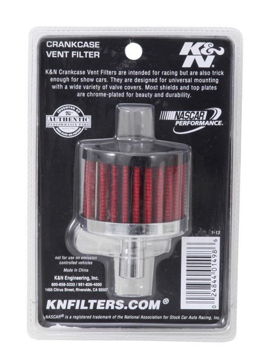 K&N 62-1010 REUSABLE VENT BREATHER AIR FILTER 1/2 VENT 2 D 1-1/2H STEEL BASE